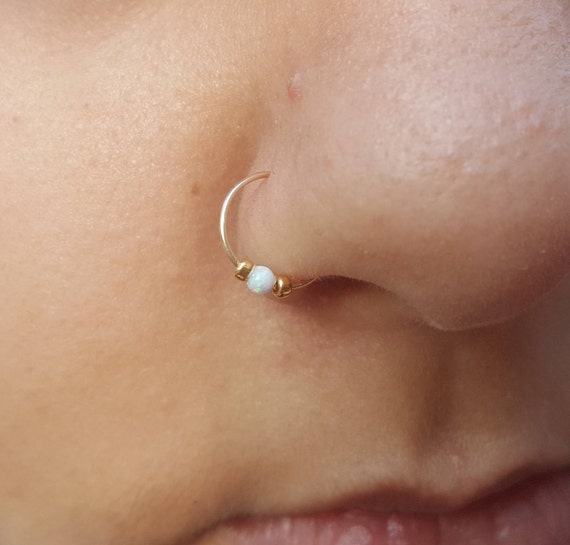 opal piercing hoop,tiny piercing hoop,piercing 24gauge,silver piercing hoop