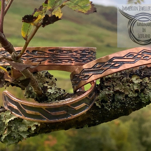 Copper Cuff Bangles. Acid Etched and Handmade Copper Cuff Bangle