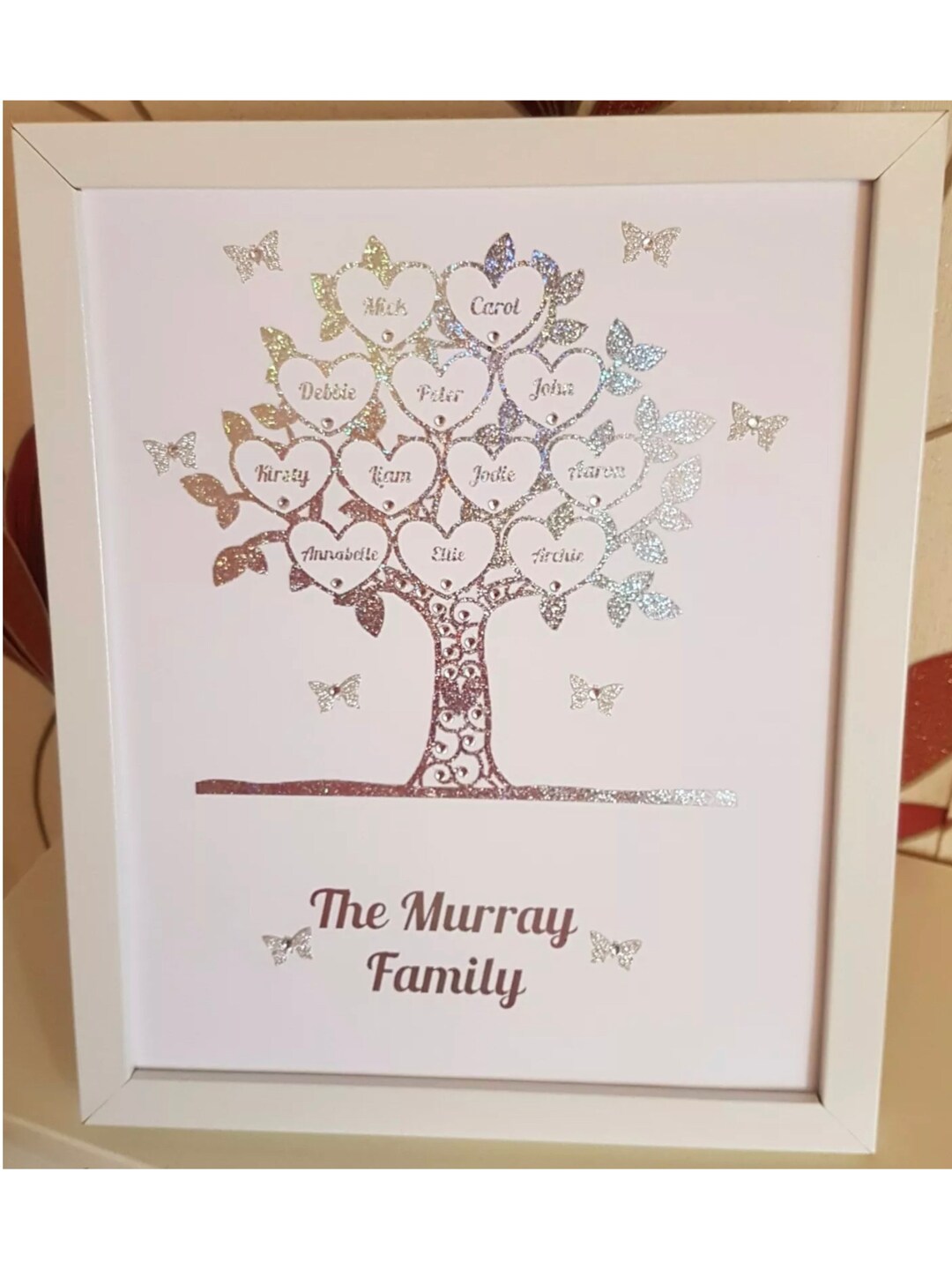 Personalised Handmade Family Tree Frame Gold Silver Wedding Etsy