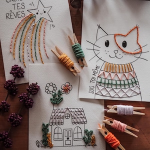 Enfantines - kit de broderie sur papier pour les petits et les grands