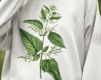 Nettle Sweatshirt. Illustrated Plant Shirt. Stinging Nettles Watercolor Botanical Sweatshirt. Nature Art Jumper
