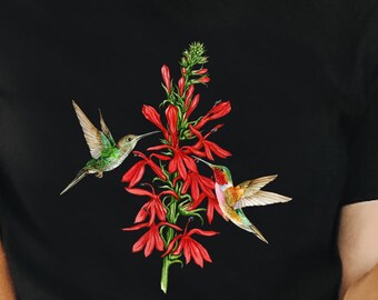 Hummingbirds Shirt: Watercolor Bird Art Graphic Tee
