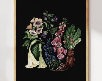 Poisonous Plant Art Print: Dark Botanical Illustration