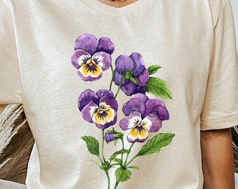 Pansy Bouquet T-Shirt: Floral Botanical Clothing. Mothers Day Gift