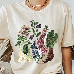 Poison garden tshirt-Witchy shirt gift-Macabre clothing-Herbology plant shirt-Magic apothecary-Mandrake,Deadly Nightshade,Wolfsbane