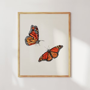 Monarch butterfly art print. Watercolor butterfly painting. Orange butterfly artwork. Insect botanical art print. Butterfly wall art