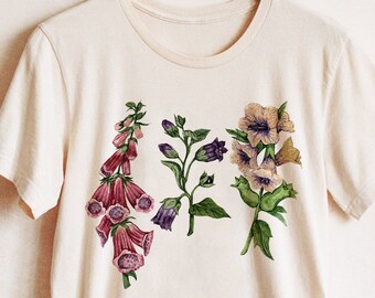 Poisonous Flowers Shirt. Poison Garden Botanical Tee. Witchy Herbs Clothing-Belladonna, Henbane, Foxglove