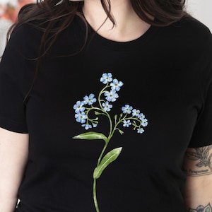 Forget me not Shirt. Watercolor Flower Tshirt. Forget me nots Botanical Tee. Floral Spring Clothing. Farewell Gift. Moving Away Gifts