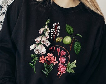 Poison Garden Sweatshirt: Poisonous Plants Art Crewneck. Halloween Gift