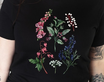 Poisonous Plants T-Shirt: Gothic Botanical Art, Witchy Garden Shirt