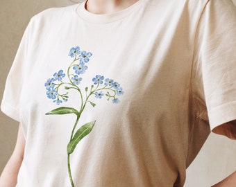 Forget-Me-Not Flower T-Shirt: Watercolor Botanical Tee