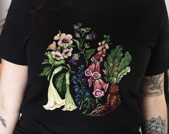 Poison garden tshirt-Deadly flowers macabre shirt-Witchy shirt gift-Herbology plants shirt-Nightshade,Wolfsbane,Henbane,Mandrake,Datura