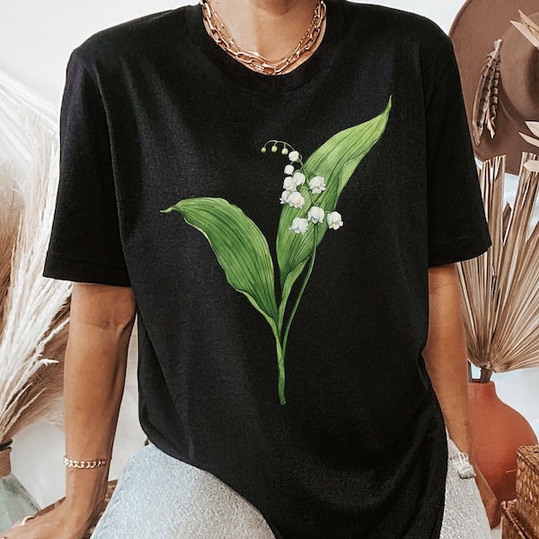Lily of the Valley Shirt, May Birth Flower Tshirt. Mothers Day Gifts. Spring Clothing