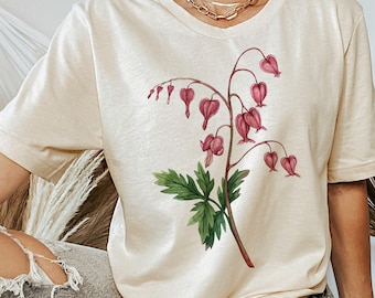Bleeding Heart Flower T-Shirt: Botanical Tee. Language of Flowers Gift