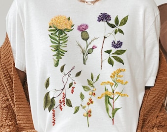 Herbalist Plants T-Shirt: Botanical Illustration Tee. Herbalism Gifts