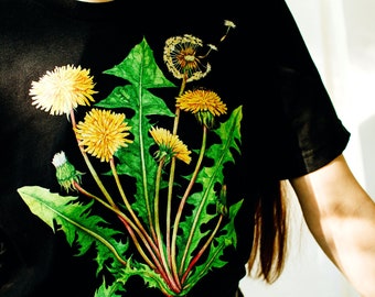 Dandelion Shirt. Botanical Tee, Dandelion Art Gifts