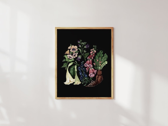 Poisonous Plant Art Print: Dark Botanical Illustration