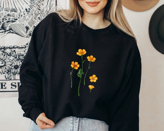 Yellow wildflower sweatshirt sale