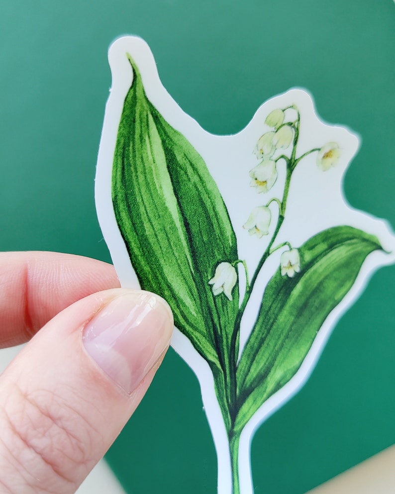 Lily Sticker Lily of the Valley Sticker: Watercolor Vinyl Floral Decal 3