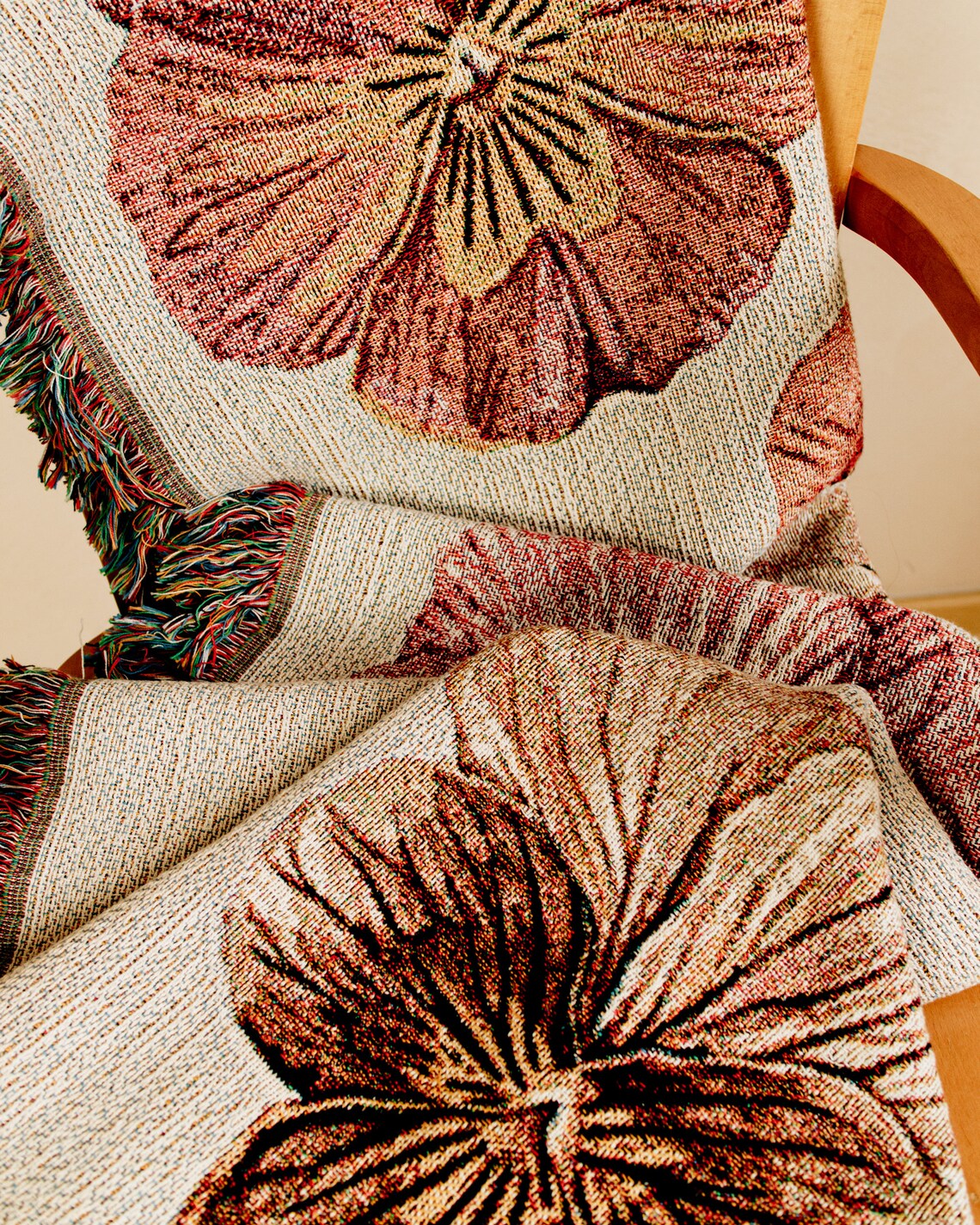Pansies Woven Throw Blanket Floral Home Decor Earth Tones Etsy