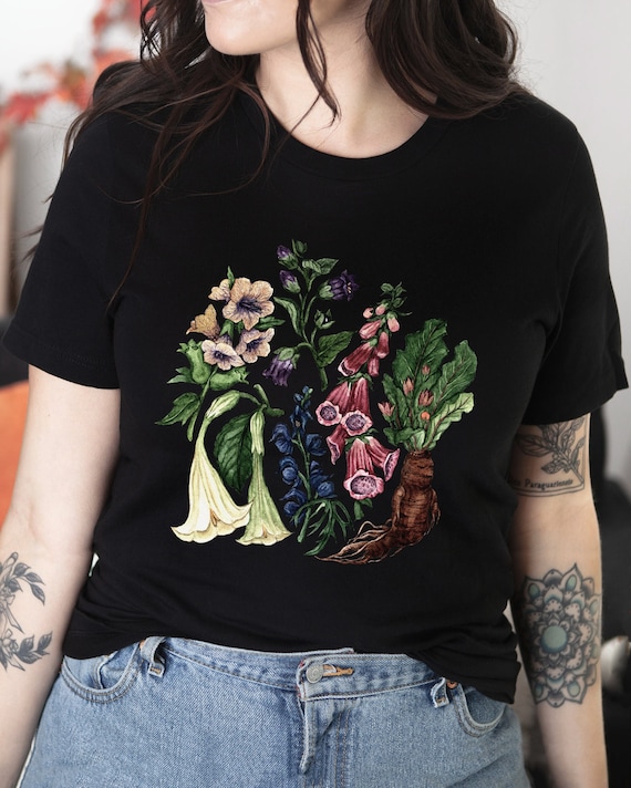 Poison garden tshirt-Deadly flowers macabre shirt-Witchy shirt gift-Herbology plants shirt-Nightshade,Wolfsbane,Henbane,Mandrake,Datura