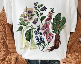 Poison Garden T-Shirt, Witchy Herbology Plants, Deadly Flowers