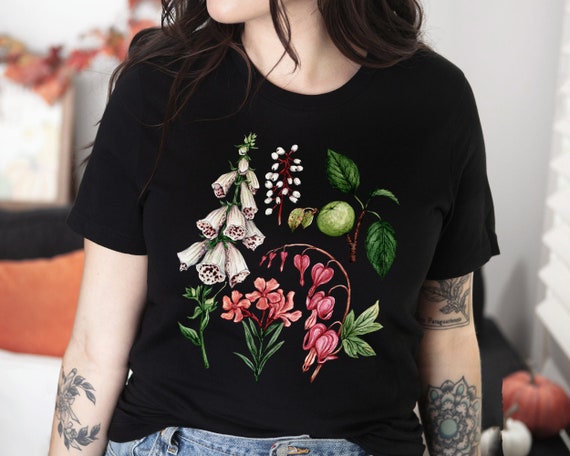 Poison garden tshirt-Poisonous plants shirt-Witchy shirt gift-Magical Herbology plant shirt-Foxglove, Baneberry, Oleander, Bleeding heart