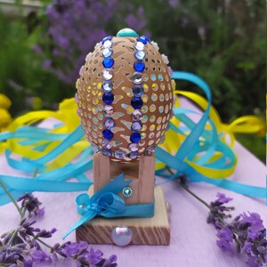 Child gender announcement.Wall miniature.Carved Openwork egg . Wall decor.