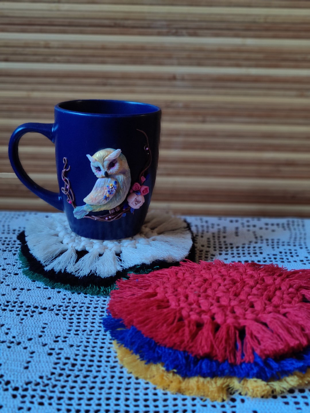 Coasters for Cups Are Made Using the Macrame Technique. Etsy