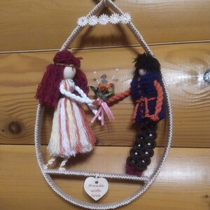 Macrame dolls.Gift for Valentine&#39;s Day.Declaration of love.Handmade,natural material.Family decoration.Wall decor.
