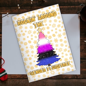 Carte de Noël LGBT, carte de vœux de la fierté genderfluid, gay pride, carte A5, carte de Noël, blague drôle cadeau mignon, carte de Noël de nouveauté, LGBTQ