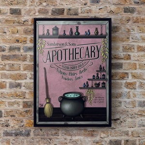 Vintage Halloween art print, apothecary sign, Halloween decorations, home decor, Halloween wall art, potions, witchy, 5x7 A4 accessories, uk image 2