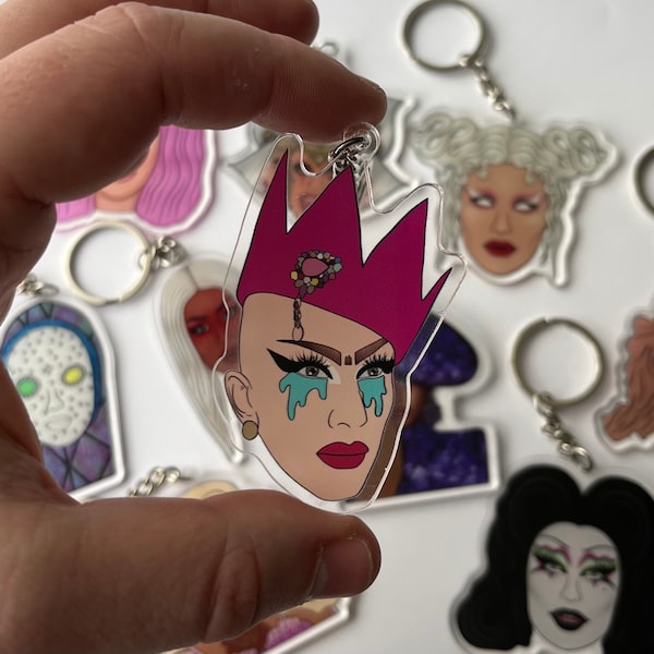 Sasha velour keychain, double sided acrylic keychain, keyring, RuPauls drag race, drag queen, LGBT keyring, art