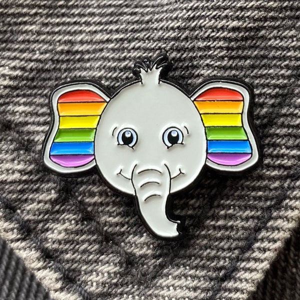 Rainbow elephant enamel pin, lgbt, LGBTQIA+, gay pride, lgbt pride, pride flag, gay pride pin, gay, lesbian, lgbt pin, lgbt enamel pin, gay