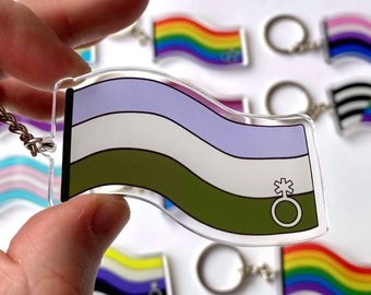 Genderqueer LGBT Pride flag keychain, LGBT, lgbtqia, lgbtq, transgender, asexual, gay, lesbian, genderfluid, pansexual, bisexual, ally,