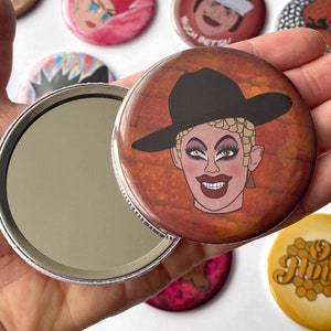 Crystal Methyd Freddy Kruger 77MM pocket mirror, Rupaul’s drag race pocket mirror, gift, drag queen, LGBTQIA, LGBT, compact makeup mirror