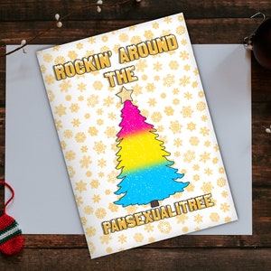 Carte de Noël LGBT, carte de vœux de fierté pansexuelle, gay pride, carte A5, carte de Noël, blague drôle cadeau mignon, carte de Noël de nouveauté, LGBTQ, casserole