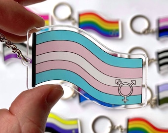 Transgender LGBT Pride flag keychain, LGBT, lgbtqia, lgbtq, transgender, asexual, gay, lesbian, genderfluid, pansexual, bisexual, ally,