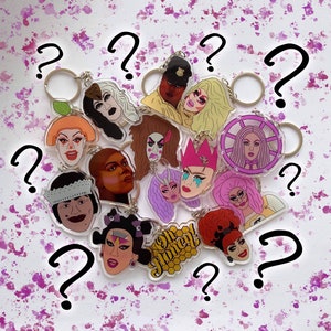 B/C-GRADE* MYSTERY (read description) drag queen keychain, acrylic keychain, keyring, RuPauls drag race, LGBT keyring, trixie Mattel, Katya