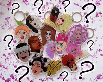 B/C-GRADE* MYSTERY (read description) drag queen keychain, acrylic keychain, keyring, RuPauls drag race, LGBT keyring, trixie Mattel, Katya