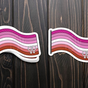 Lipstick lesbian pride flag sticker, die cut vinyl sticker, LGBT, LGBTQIA+, pride, gay pride, pride flag, lgbt pride sticker