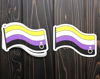 Non-binary pride flag sticker, die cut vinyl sticker, LGBT, LGBTQIA+, pride, gay pride, pride flag, lgbt pride sticker