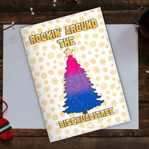 Carte de Noël LGBT, carte de vœux de la fierté bisexuelle, gay pride, carte A5, carte de Noël, blague drôle cadeau mignon, carte de Noël nouveauté, LGBTQ, bi
