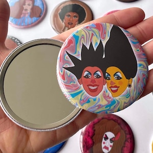Crystal Opal Methyd 77MM pocket mirror, Rupaul’s drag race pocket mirror, gift, drag queen, LGBTQIA, LGBT, compact makeup mirror