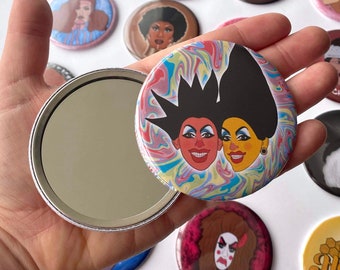 Crystal Opal Methyd 77MM pocket mirror, Rupaul’s drag race pocket mirror, gift, drag queen, LGBTQIA, LGBT, compact makeup mirror
