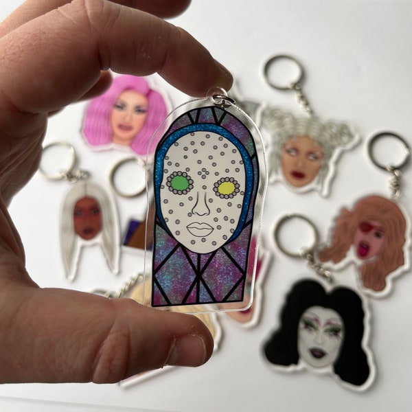 Ornacia Vivacious keychain, double sided acrylic keychain, keyring, RuPauls drag race, drag queen, LGBT keyring, RuPaul, art