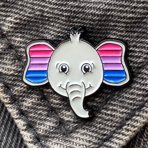 Bisexual elephant enamel pin, lgbt, LGBTQIA+, pride, gay pride, lgbt pride, pride flag, gay lesbian, bisexual pin, lgbt pin, lgbt enamel pin
