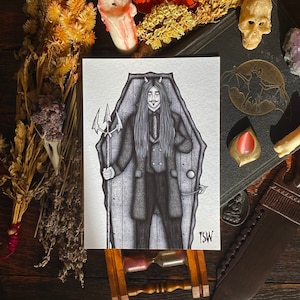 The devil Halloween art print, Satan, lucifer, Halloween decorations, satanic, beelzebub, Halloween costume art, spooky, hell, horror 5x7 A4