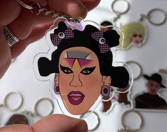 Katya as Bjork keychain, double sided acrylic keychain, keyring, RuPauls drag race, drag queen, LGBT keyring, art