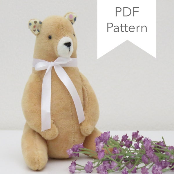 Teddy Bear Plush Pattern - Brown Bear Stuffed Animals Sewing Pattern - Bear Plushie Digital Download PDF